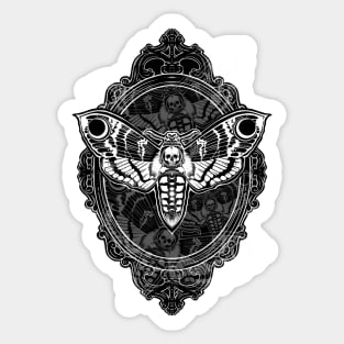 Victorian Death Moth, Baroque Frame, Gothic Design, Deaths Head Moth Sticker